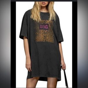 Anine Bing Graphic Leopard Print Harley T-Shirt Dress